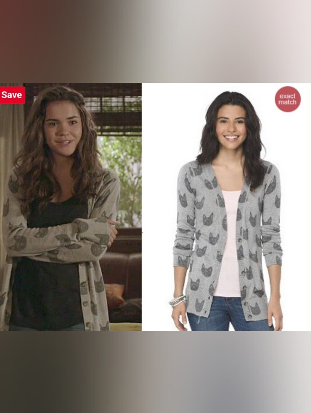 Vintage Mossimo Cat Print Cardigan As Seen Callie On The Tv Show  The Fosters L